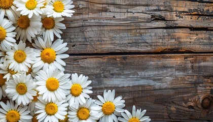 Obraz premium Bright Daisy Flowers on Wooden Table in Sunlight