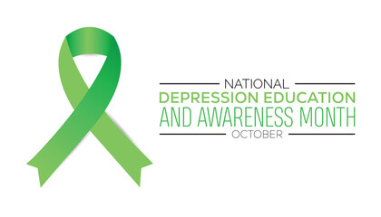 National Depression Education and Awareness Month is observed every year on October. Medical Healthcare Awareness concept. background, placard, banner template Vector illustration design.