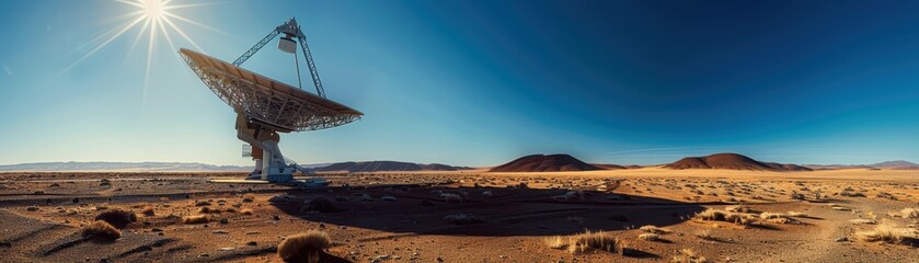 Radio Telescope in the Desert Under a Bright Sun