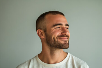 Fototapeta premium A close up of a man's face with her eyes closed