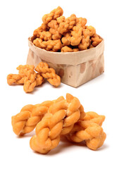 Chinese fried dough twist on white background