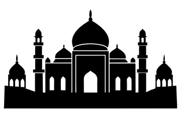 islamic mosque silhouette vector, black silhouette mosque vector illustration	
