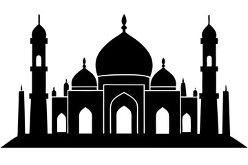 islamic mosque silhouette vector, black silhouette mosque vector illustration	
