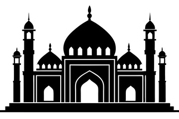 islamic mosque silhouette vector, black silhouette mosque vector illustration	
