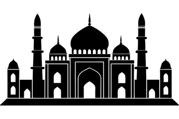 islamic mosque silhouette vector, black silhouette mosque vector illustration	
