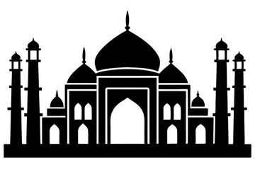 islamic mosque silhouette vector, black silhouette mosque vector illustration	
