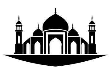 islamic mosque silhouette vector, black silhouette mosque vector illustration	
