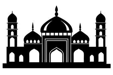 islamic mosque silhouette vector, black silhouette mosque vector illustration	
