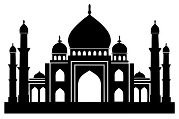 isolated black silhouette of a mosques collection, black silhouette mosque vector illustration	
