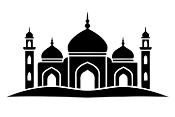 isolated black silhouette of a mosques collection, black silhouette mosque vector illustration	
