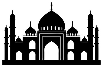 isolated black silhouette of a mosques collection, black silhouette mosque vector illustration	
