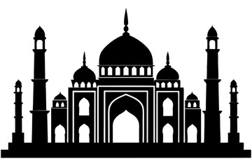 isolated black silhouette of a mosques collection, black silhouette mosque vector illustration	
