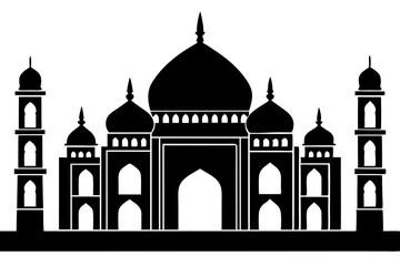 isolated black silhouette of a mosques collection, black silhouette mosque vector illustration	
