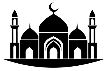 isolated black silhouette of a mosques collection, black silhouette mosque vector illustration	
