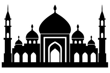 isolated black silhouette of a mosques collection, black silhouette mosque vector illustration	
