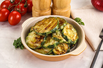 Vegan cuisine Grilled zucchini slices