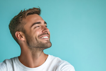 Fototapeta premium A close up of a man's face with her eyes closed