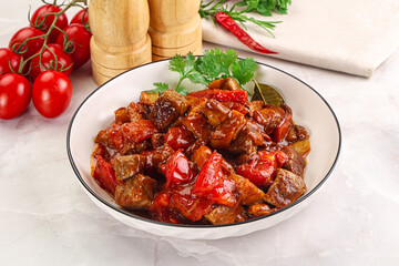 Pork with vegetables and oyster sauce
