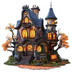 3D Cartoon Cute Funny Haunted House for Halloween