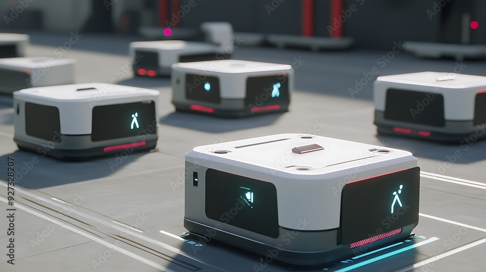Poster high-tech autonomous logistics hub with ai-coordinated deliveries and augmented reality tracking sys