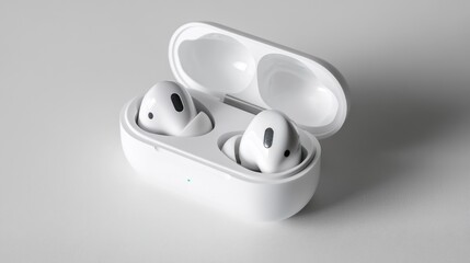 White Wireless Earbuds in Charging Case