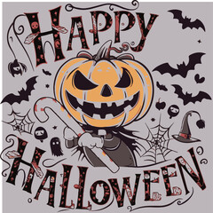 happy halloween vector art illustration eps