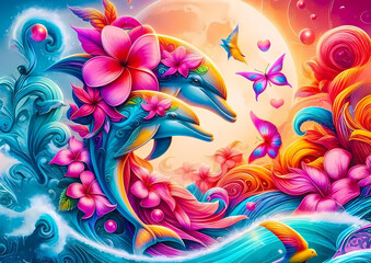 twin dolphin art