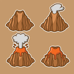 set of volcano good for sticker, clip art, element design, pattern design, etc