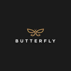 butterfly logo vector line outline monoline icon illustration, elegant and simple geometric insect