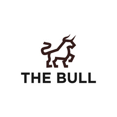 simple bull line icon logo vector design, abstract modern logo pictogram design of bull or buffalo.