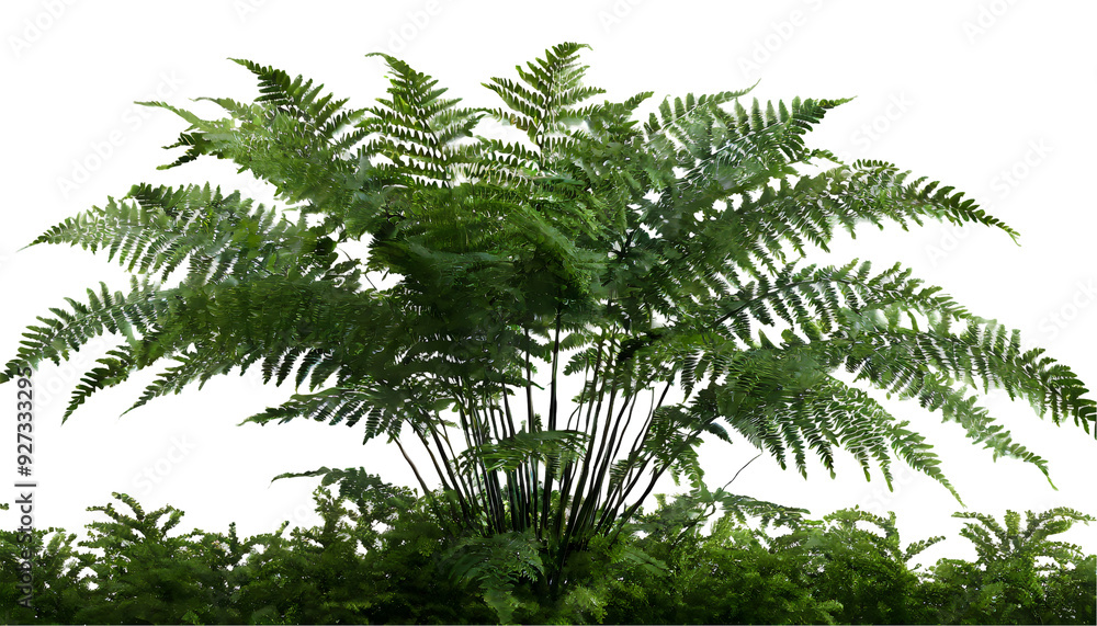 Poster 3d rendering of ferns tree isolated on white background. generative ai.