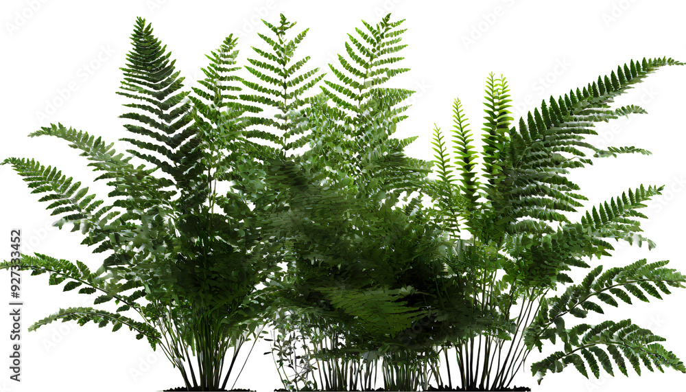 Poster 3d rendering of ferns tree isolated on white background. generative ai.