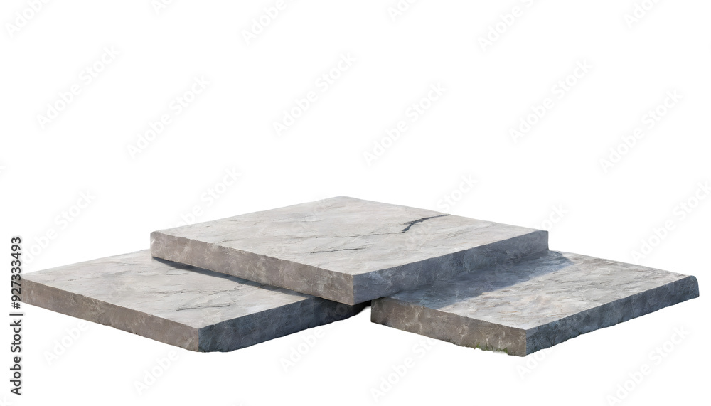 Aufkleber 3d rendering of granite stone platform on grass set isolated on white background. generative ai.