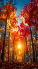 Fototapeta premium colorful trees from underneath looking up graphic poster background