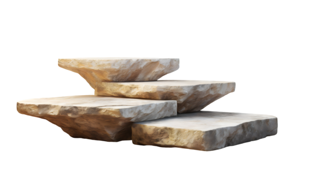 3d stone podium cosmetic product display platform background isolated on white background. Generative AI.