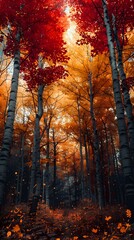 colorful trees from underneath looking up graphic poster background