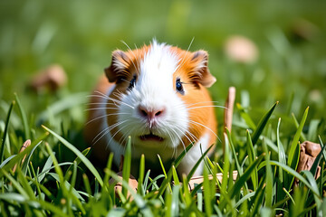  guinea pig on the lush green grass