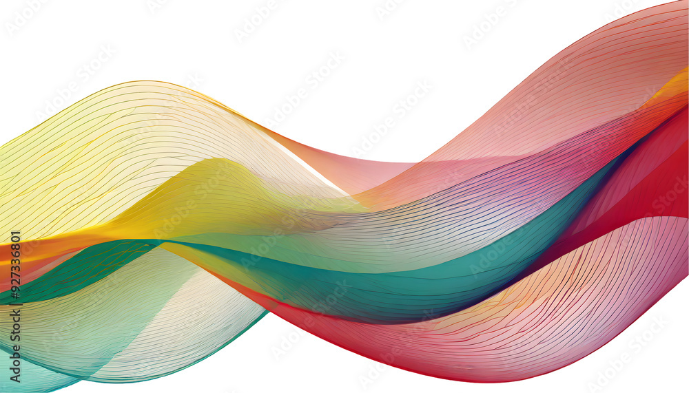 Poster abstract colorful wave transparent stylish isolated on white background. generative ai.