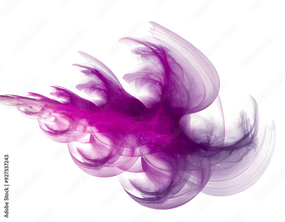 Poster abstract fractal nebula light on a white isolated background. generative ai.