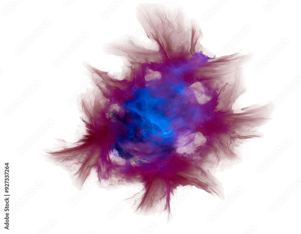 Poster abstract fractal nebula light on a white isolated background. generative ai.