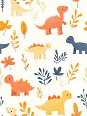 Hand-Drawn Dinosaurs Seamless Pattern - Perfect Repeat
