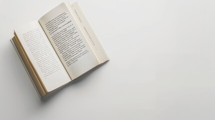 Obraz premium White table with an open book and blank space, ideal for a book cover or advertisement