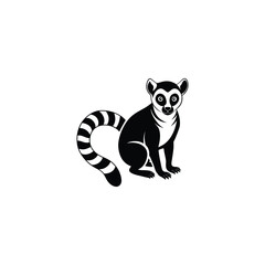 lemur silhouette logo vector, creative lemurs negative space logo vector,Ring-tailed lemur, lemurs Madagascar endemic animal logo