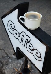 Coffee street sign for hidden coffee shop in town, salatiga, jawa tengah, indonesia