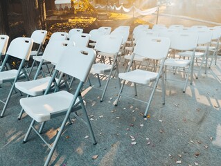tables and chairs in a restaurant
