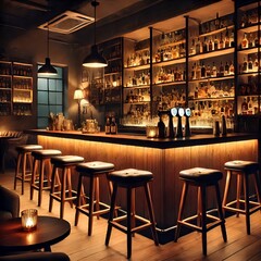 温かい照明のBAR