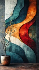 Unique Wavy Patterns Creative Wallpaper for Colorful Home Decor