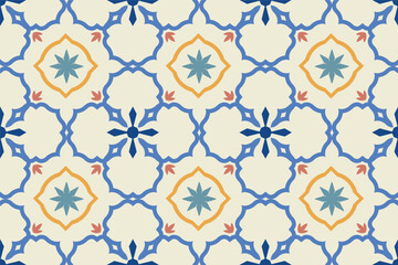 Bright geometric seamless pattern. Mosaic color ornament print. Tile trendy background