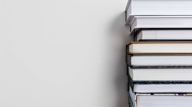 Stack of books against a white background is ideal for a range of educational themes