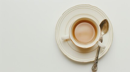 Simple cup of tea sits steaming on a white background, offering a sense of peace and tranquility